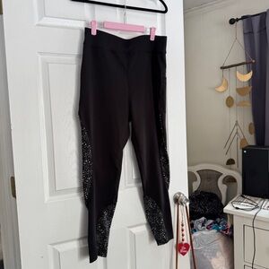 Popfit Black Leggings with white sparkle Accents